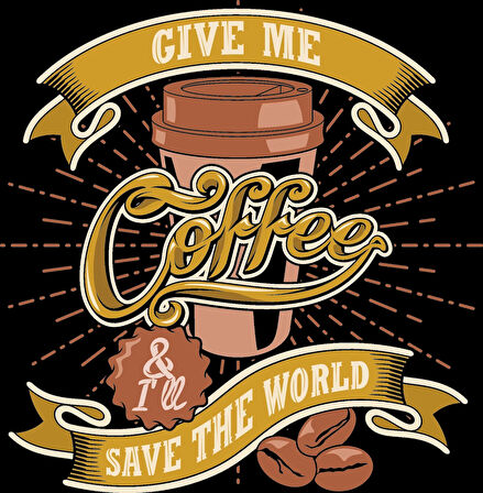 Give Me Coffe Sticker 10x10 cmRenkli Sticker
