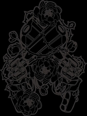 Güller ve Silahlar Sticker 10x10 cmRenkli Sticker