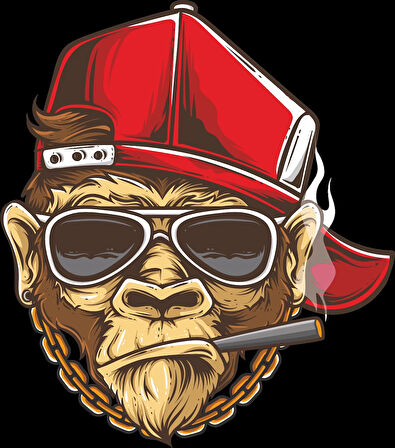 Goril Gozluklu Sticker 10x10 cmRenkli Sticker