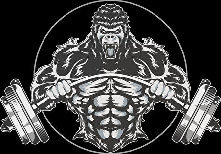 Halter Kaldıran Goril Sticker 10x10 cmRenkli Sticker