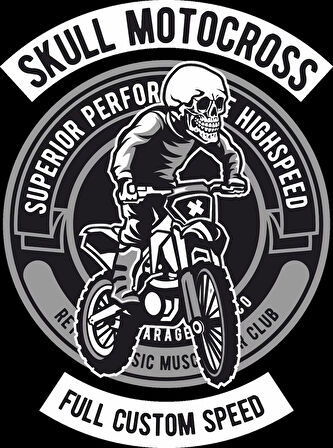 Skull Motocross Sticker 10x10 cmRenkli Sticker