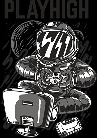 Oyun Oynayan Astronot Sticker 10x10 cmRenkli Sticker