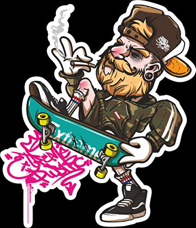 Kaykaycı Korsan Sticker 10x10 cmRenkli Sticker