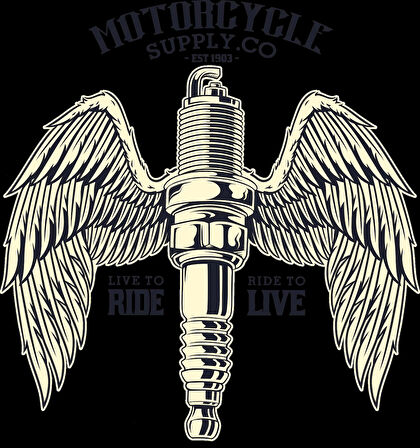 Kanatllı Motor Parçaları 4 Sticker 10x10 cmRenkli Sticker