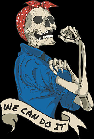 iskelet Kadın Sticker 10x10 cmRenkli Sticker