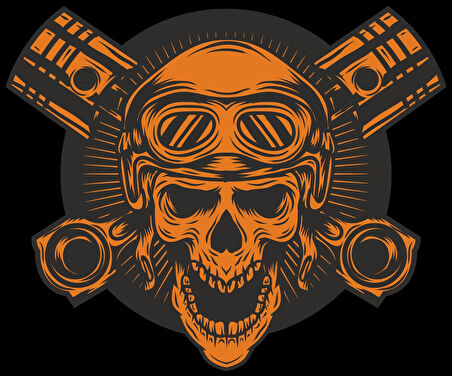 Motor Parçaları ve Kurukafa 5 Sticker 10x10 cmRenkli Sticker