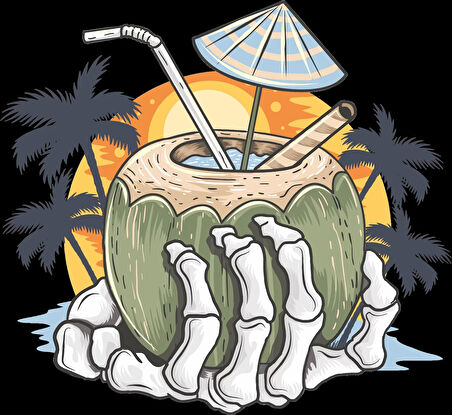 Tatil ve iskelet Eli Sticker 10x10 cmRenkli Sticker