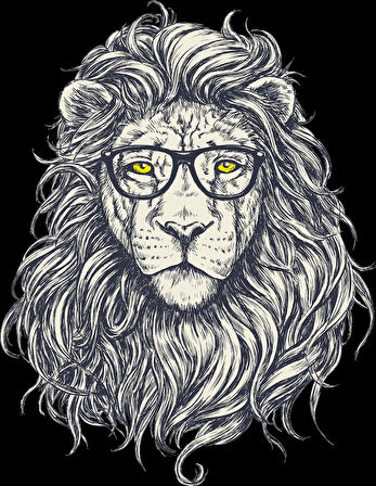 Gözlüklü Aslan Sticker 10x10 cmRenkli Sticker