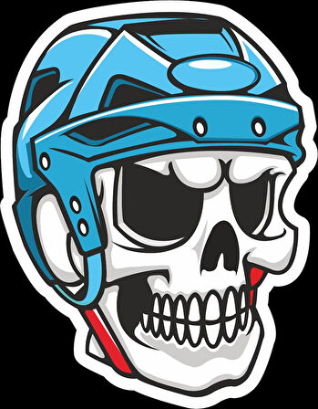 Kask Giymiş iskelet Sticker 10x10 cmRenkli Sticker