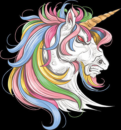 Kızgın Unicorn Sticker 10x10 cmRenkli Sticker