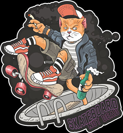 Kızgın Kedi Sticker 10x10 cmRenkli Sticker