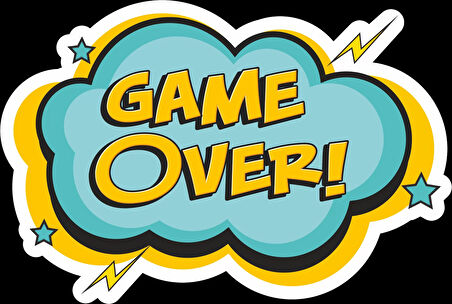 Game Over Sticker 10x10 cmRenkli Sticker