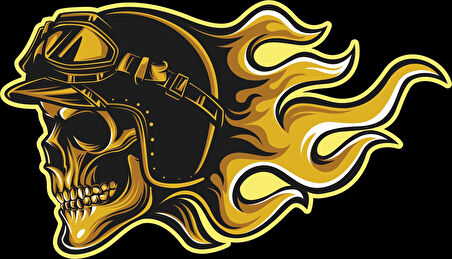 Alevli Kurukafa Sticker 10x10 cmRenkli Sticker