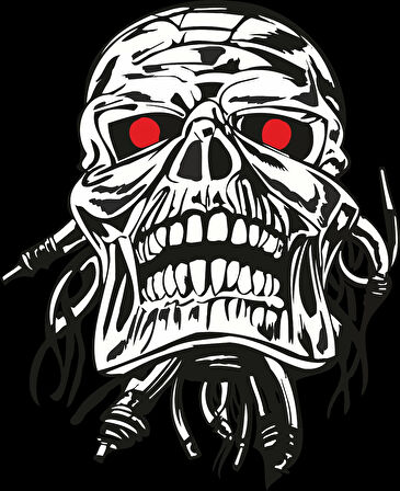 Kırmızı Gözlü Kurukafa Sticker 10x10 cmRenkli Sticker