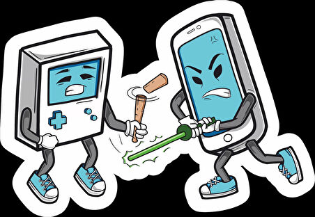 Dövüşen Konsollar Sticker 10x10 cmRenkli Sticker