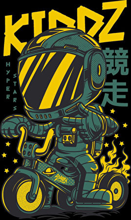 Kiddz Motorcu Sticker 10x10 cmRenkli Sticker