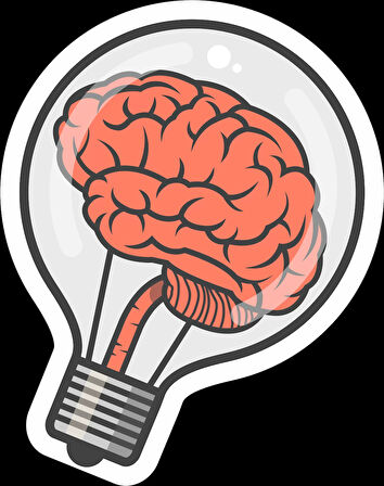 Ampul İçinde Beyin Sticker 10x10 cmRenkli Sticker