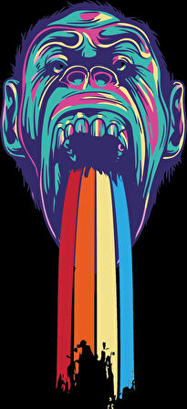 Goril 4 Sticker 10x10 cmRenkli Sticker