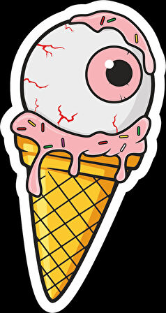 Tek Göz Dondurma Sticker 10x10 cmRenkli Sticker