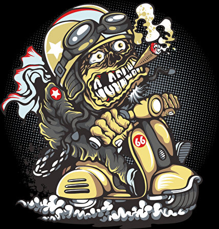 Motor Süren Zombi Sticker 10x10 cmRenkli Sticker