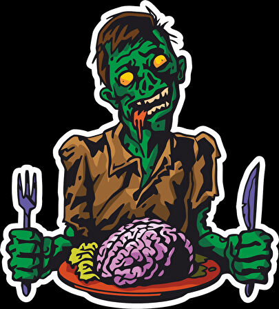 Beyin Yiyen Zombi Sticker 10x10 cmRenkli Sticker