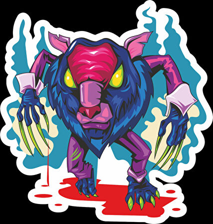 Zombi Domuz Sticker 10x10 cmRenkli Sticker