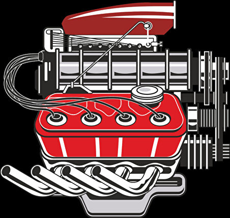 Araba Motoru 4 Sticker 10x10 cmRenkli Sticker