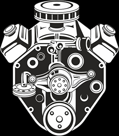 Araba Motoru 6 Sticker 10x10 cmRenkli Sticker