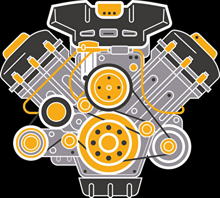 Araba Motoru 7 Sticker 10x10 cmRenkli Sticker