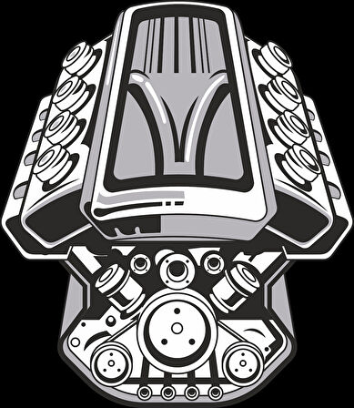 Araba Motoru 8 Sticker 10x10 cmRenkli Sticker