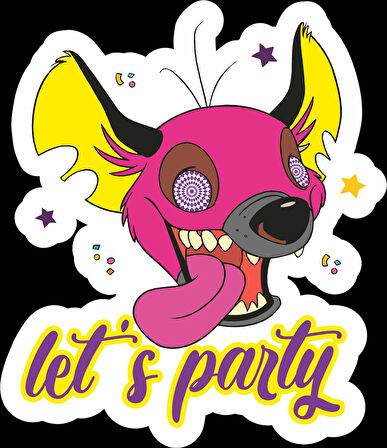 lets party sticker 10x10 cmRenkli Sticker