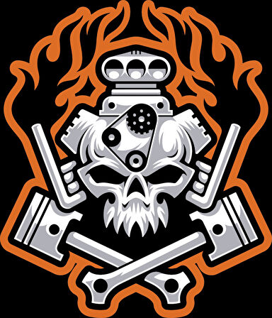 motor ve iskelet sitcker 10x10 cmRenkli Sticker