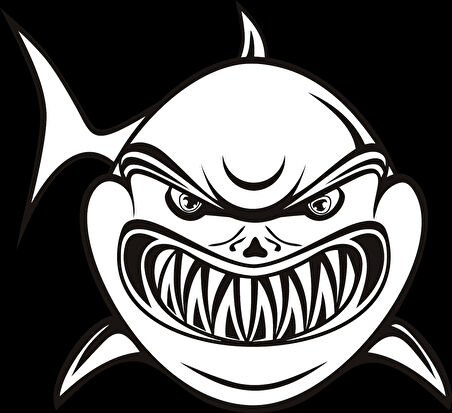 köpek balığı sticker 10x10 cmRenkli Sticker