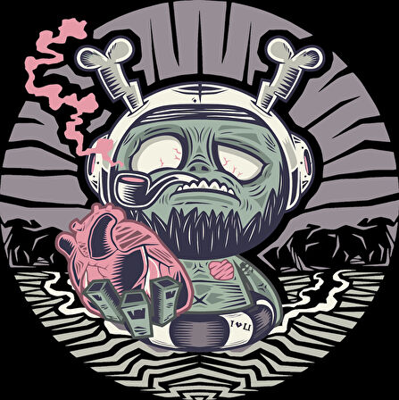 Beyin Tutan Uzaylı Sticker 10x10 cmRenkli Sticker