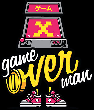 Game Over man Sticker 10x10 cmRenkli Sticker
