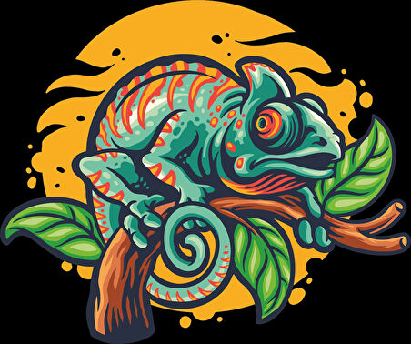 iguana sticker 10x10 cmRenkli Sticker