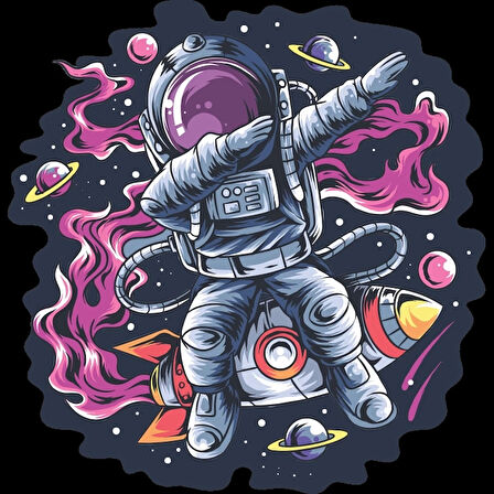 Astronot 10x10 cm Renkli Sticker