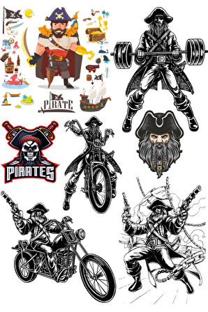 Korsan Sticker Set-1 9 Parça Telefon, Tablet, Defter, Laptop Sticker