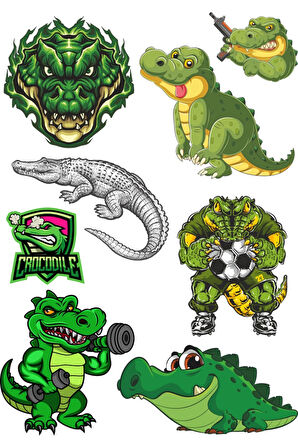 Timsah Sticker Set-1 8 Parça Telefon, Tablet, Defter, Laptop Sticker