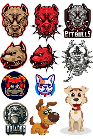 Köpek Pitbull Sticke Set 11 Parça Telefon, Tablet, Defter, Laptop Sticker