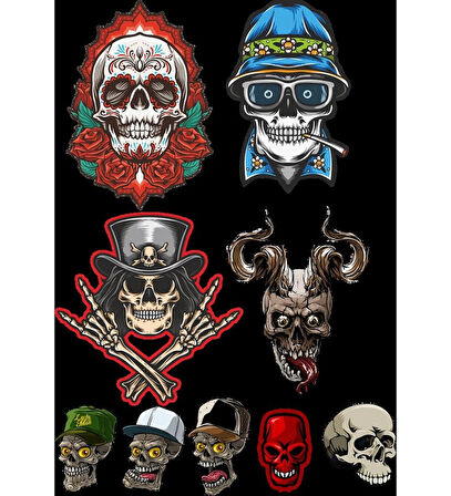 İskelet Sticker Set-4 9 Parça Telefon, Tablet, Defter, Laptop Sticker