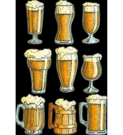 Bira Bardağı Sticker Set-1 9 Parça Telefon, Tablet, Defter, Laptop Sticker