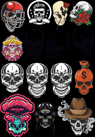 İskelet Sticker Set-6 15 Parça Telefon, Tablet, Defter, Laptop Sticker