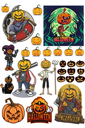 happy halloween Sticker Set-1 16 Parça Telefon, Tablet, Defter, Laptop Sticker