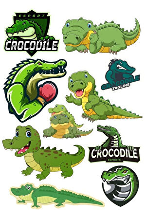 Timsah Sticker Set-2 10 Parça Telefon, Tablet, Defter, Laptop Sticker