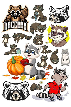 Racun Sticker Set-1 15 Parça Telefon, Tablet, Defter, Laptop Sticker