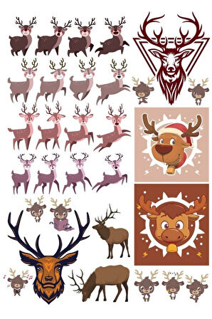 Geyik Sticker Set-1 25 Parça Telefon, Tablet, Defter, Laptop Sticker