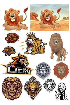 Aslan Sticker Set-1 13 Parça Telefon, Tablet, Defter, Laptop Sticker