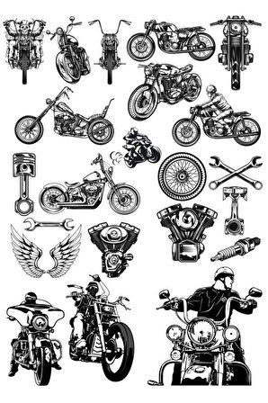 Motor Sticker Set-1 20 Parça Telefon, Tablet, Defter, Laptop Sticker