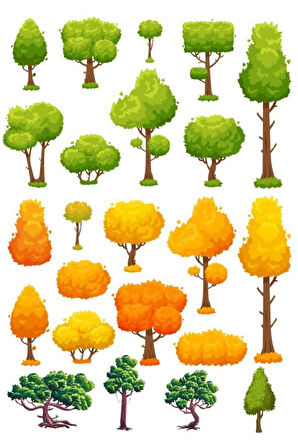 Ağaçlar sticker Set-2 15 Parça Telefon, Tablet, Defter, Laptop Sticker